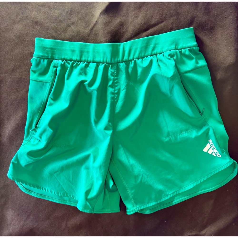 Adidas Aeroready Mens Athletic Shorts Green Zipper Pockets RN 88387